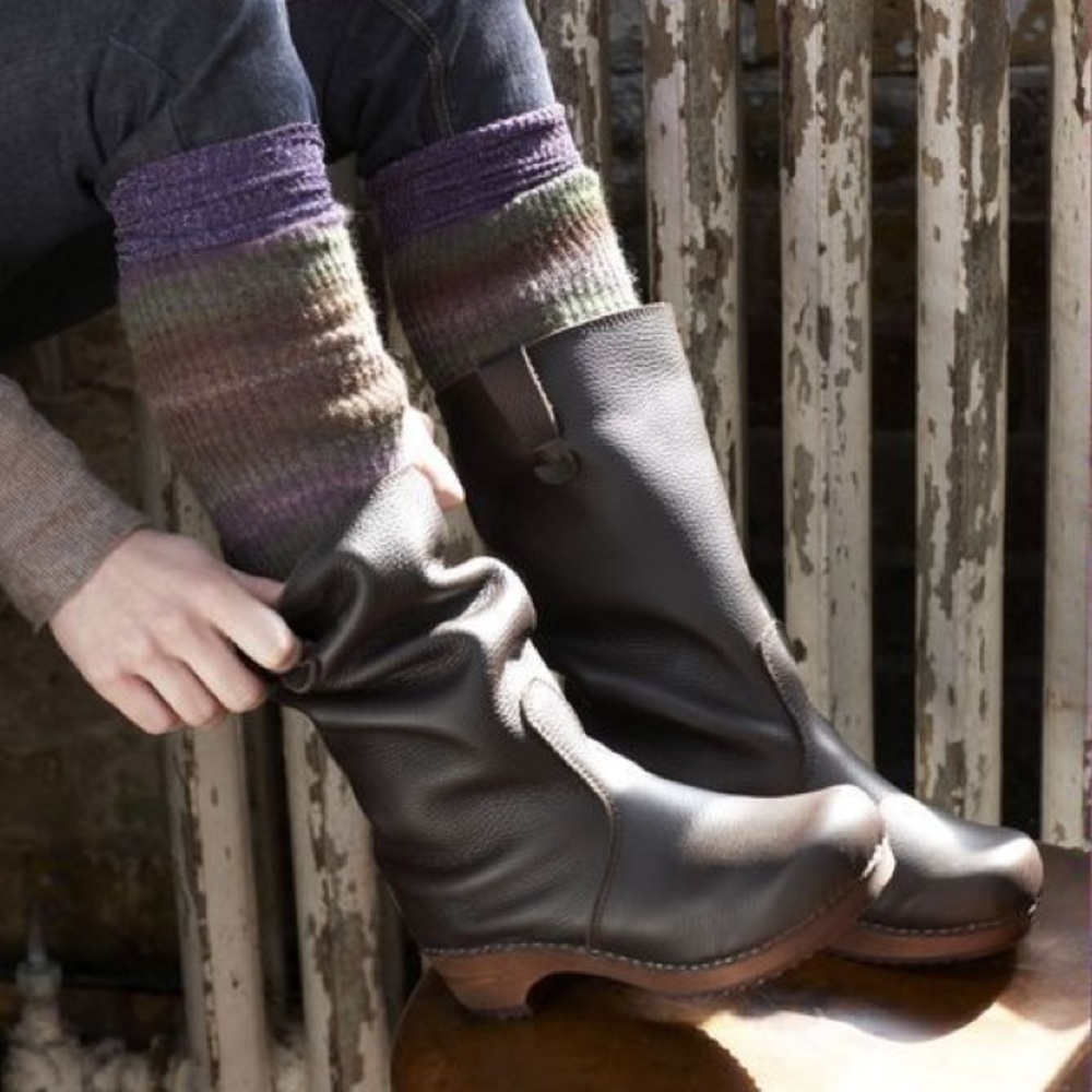 Sanita Milled Leather Wooden Clog Boots